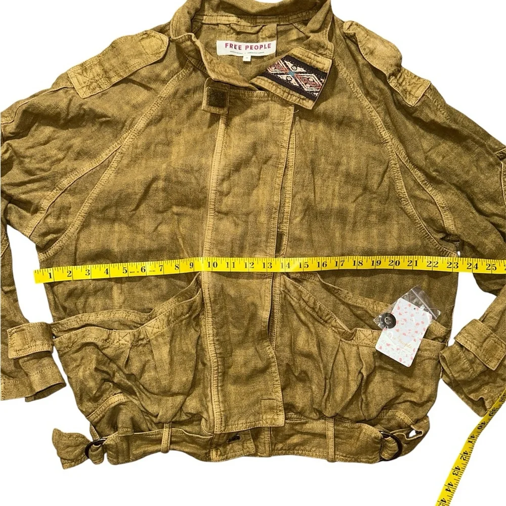 Free People Tan Utility Jacket with Patterned Trim - Picture 8 of 8